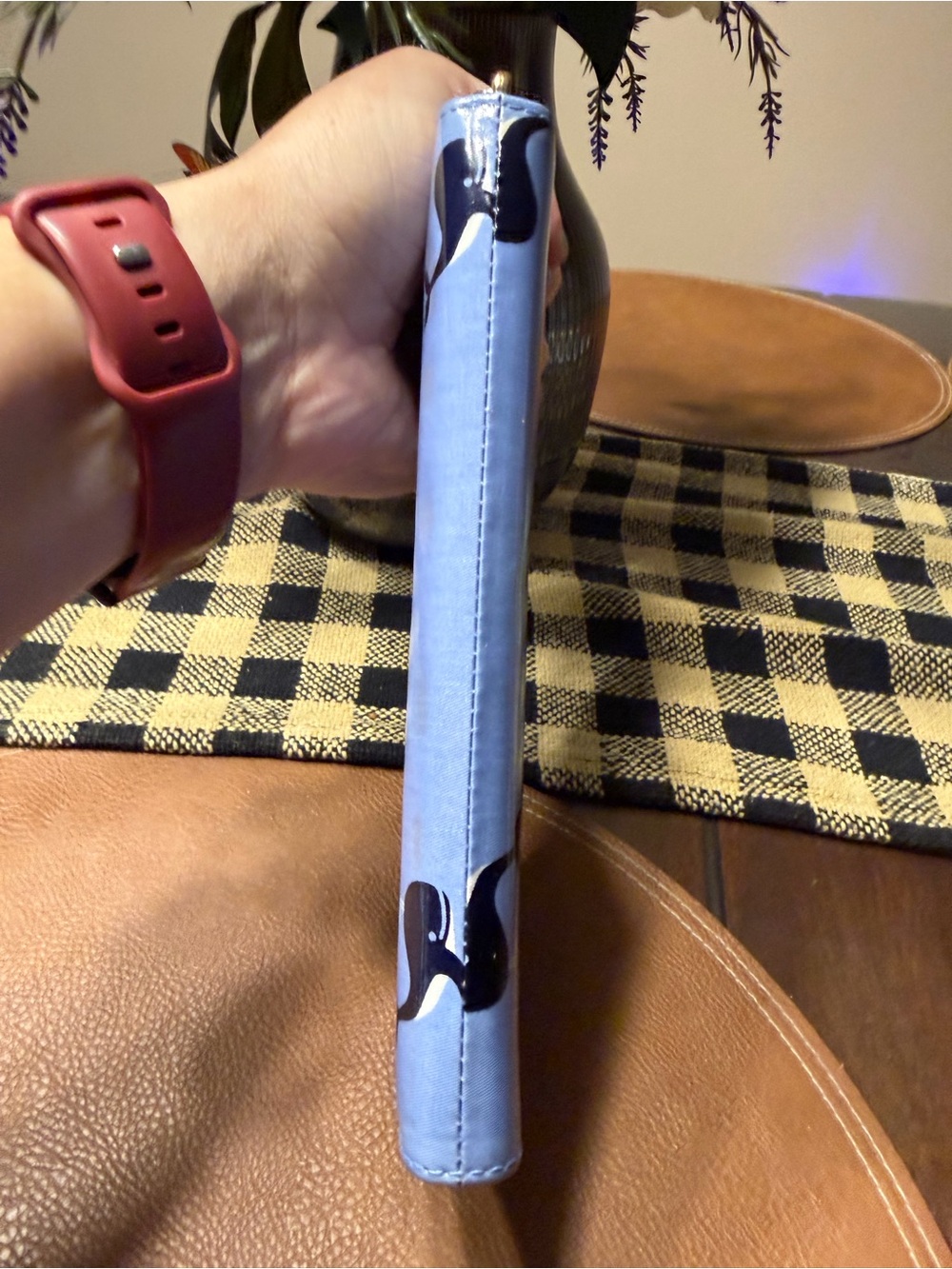 kate spade light blue wallet with navy whale print - Picture 9 of 10